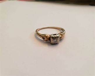 14K Gold Ring with small diamond