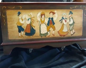 Hand painted wood chest