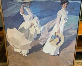 Ladies by the ocean painting