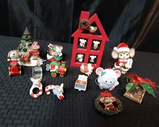 Mouse themed Christmas ornaments and decor