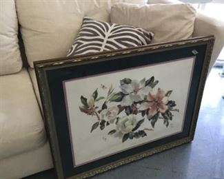 Large framed magnolia artwork 
