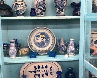 blue and white china and decor
