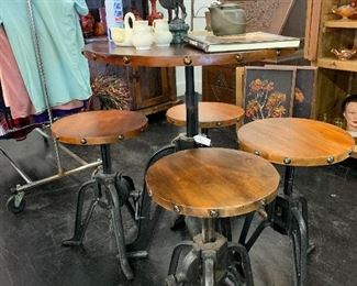Bar height rustic table with 4 chairs included