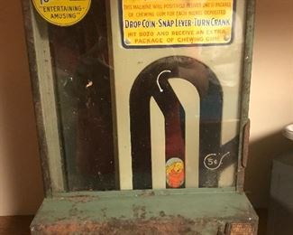 AVAILABLE at the AUGUST 22/23 Sale!  “Dietz “ well known for producing lanterns tried their hand at a tabletop gaming machine to dispense chewing gum.  