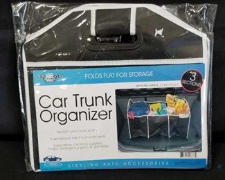 Car Trunk Organizer	
New 3 Compartment Organizer Folds Flat for Storage
