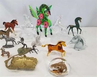 Horses, Horses and more Horses	
Wooden, Pewter, Glass, Brass, Ceramic, and Crystal approx. 1" - 8 " tall