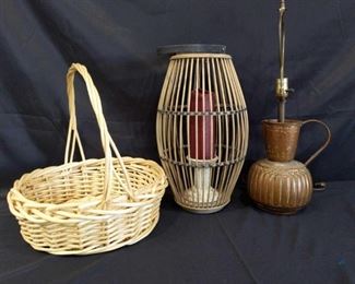 Lamp and Decor	
Includes basket, tall basket with candle holder and candle, and metal lamp.