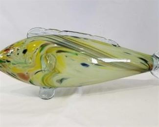 Vintage Hollow Venetian Glass Fish	
Approx. 4"x14" Hollow Glass Fish with Yellow Colors