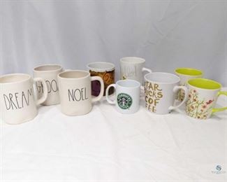 Coffee Cups	
Includes Starbucks and 3 Rae Dunn Coffee cups. 9 total. Sizes vary