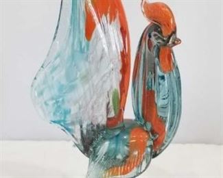 Murano Glass Rooster	
Approx. 12" Tall with Orange and Blue