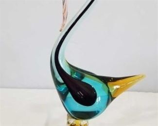 Murano Glass Swan	
Approx. 16" Tall Gold base with Purple and blues and pinks