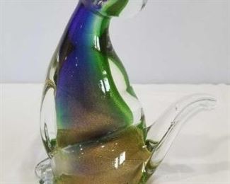 Murano Glass Cat	
Approx. 8" Tall with Gold and Purple colors