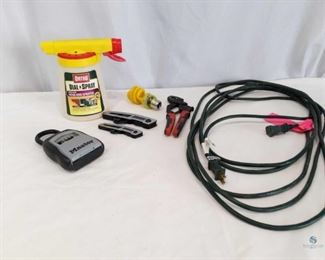 Yard and More	
Includes hose sprayer, Sylvania bug light, extension cord, Master lock, and hand tools