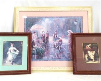 Victorian Themed Wall Art	
3 pieces of Victorian themed framed wall art. Largest is approx. 34" x 28" and other two are approx. 15" x 17"