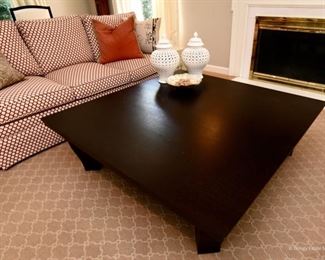 Roche Bobois "Belle Cour" Cocktail Table  $595
120cm x 120cm x 38cm tall. Bronze finish on cherry. It is not metallic. 