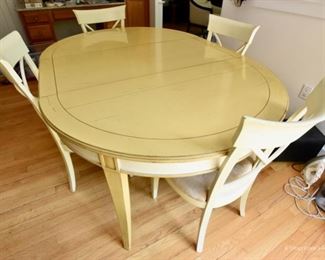 Roche Bobois Yellow French Provincial Round Table $1350
with Leaves and four chairs