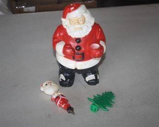 VINTAGE BLOW MOLD SANTA + PEN