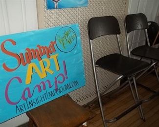 tall folding chairs and large lattice display screen