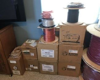 Cat5e, Ancor marine electrical and RG8X coax, AudioQuest and Monster pure-copper speaker cable, Extron skew-free UTP and RG6 solid-copper coax.
