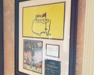 Signed Phil Michelson 2004 masters wall plaque, large size