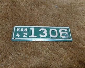 1942 Kansas License Plate