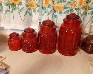 Set of Red Canisters