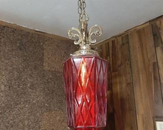 Red Glass Swag Lamp
