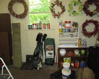 Christmas items, Garage items and golf clubs