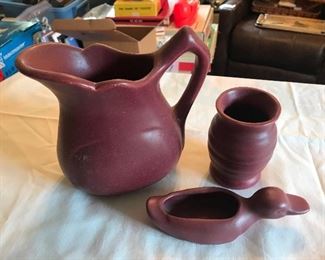 3 pieces of Niloak  Dark pink/magenta planter/vase