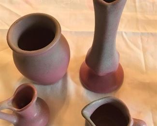 4 pieces of Niloak - 2 pitchers, vase, bud vase
