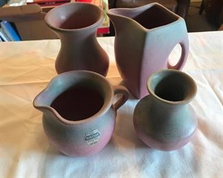 4 pieces of Ozark Dawn by Niloak; 2 pitchers & 2 vases 