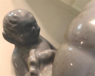 Close up of figure on Niloak bowl 