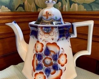 Item 47:  Staffordshire Gaudy Welsh coffee pot - 9":  $28