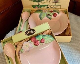 Item 48:  (2) Carlton Ware 'Raspberry' Preserve Dish and Spoon Boxed Gift Set c. 1939- : $60 each