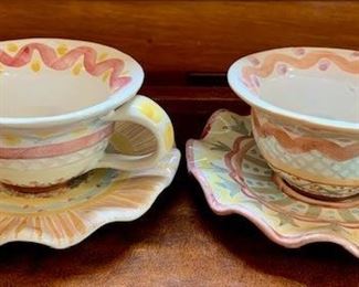 Set of two Vintage  MacKenzie-Childs cups and Saucers: $125.00