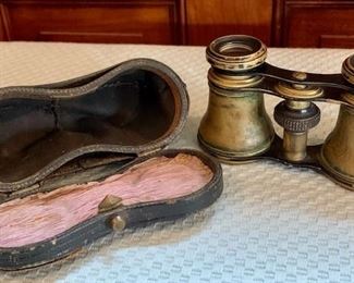 Item 397:  Antique brass binoculars in case:  $28.00