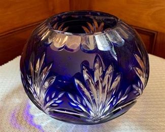 Item 56:  Cobalt crystal cut to clear bowl - 4":  $38