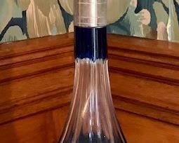 Item 57:  Cobalt crystal cut to clear decanter - AS IS- 16":  $12