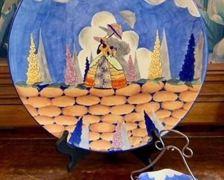 Item 61:  Art Deco Carlton Ware Charger and Nut Dish-C.W. Victorian Lady 15" Charger - pattern 3451
matt white - production era 1930 to 1934 (Victorian Lady): Pair - $495                                                                                    Charger - 15.5"                                                                                                       Nut Dish - 6"          