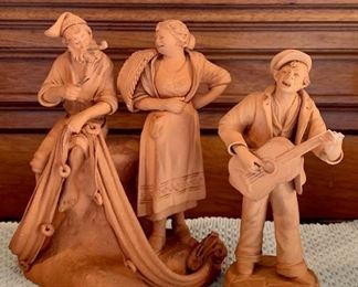 Item 545:  Group of 3 Grasso terra cotta minstrel players:  $24.00