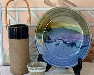 Item 93:  Three studio pottery pieces:   $60                                                Tallest - 8"