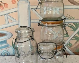 Item 95:  Canning lot:  $14.00                                                                                          3 Le Parfait, 1 Ball, 1 Wheaton