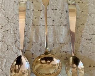 Item 107:  Set of Swedish serving spoons and ladle (ladle is not same manufacturer):  $58.00