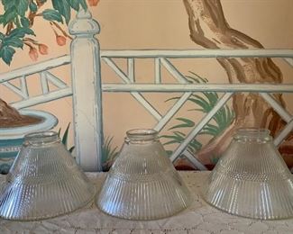 Item 108:  (3) Glass vintage lampshades: $16.00 