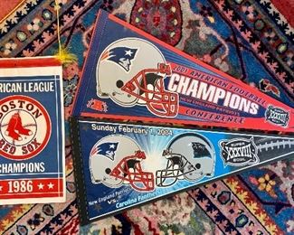 Item 207:  Red Sox banner & NE Patriot's pennant flags:  $60 for lot