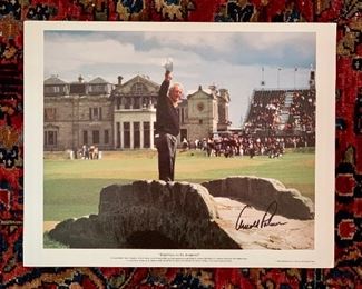 Item 123:  Arnold Palmer autographed "Farewell to St. Andrew's" - 14" x 11":  $145