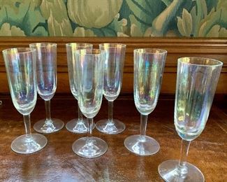 Item 210:  Seven vintage iridescent champagne glasses:  $28  