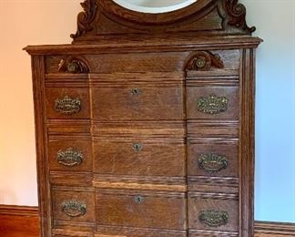 Item 131:  Bureau with beveled mirror - 37.5"l x 19.5"w x 69"h:  $375