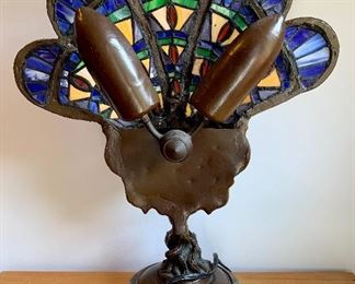 Detail of peacock lamp