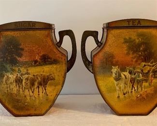 Item 175: Vintage Sugar and Tea Tin by John Buchanan & Bros, Glasgow: $110 for pair